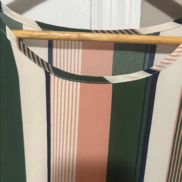 SHEIN Striped Blouse in Green, Pink, and Cream NWOT - Picture 4 of 6